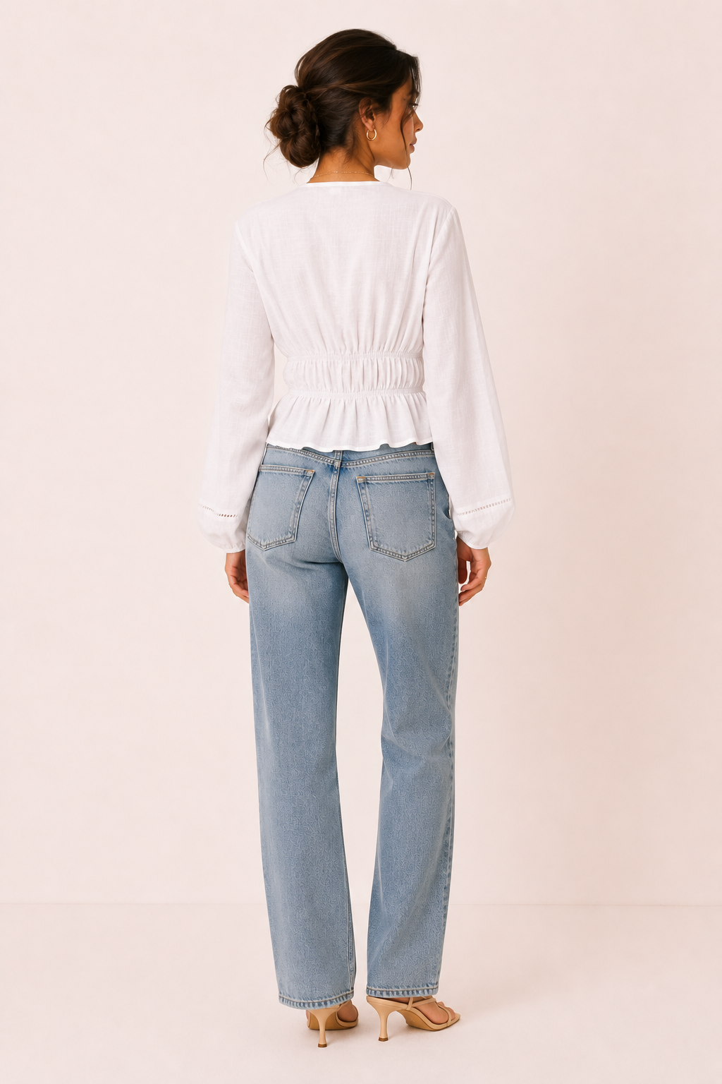 Damenbluse mit V-Ausschnitt und Schleife - Vera