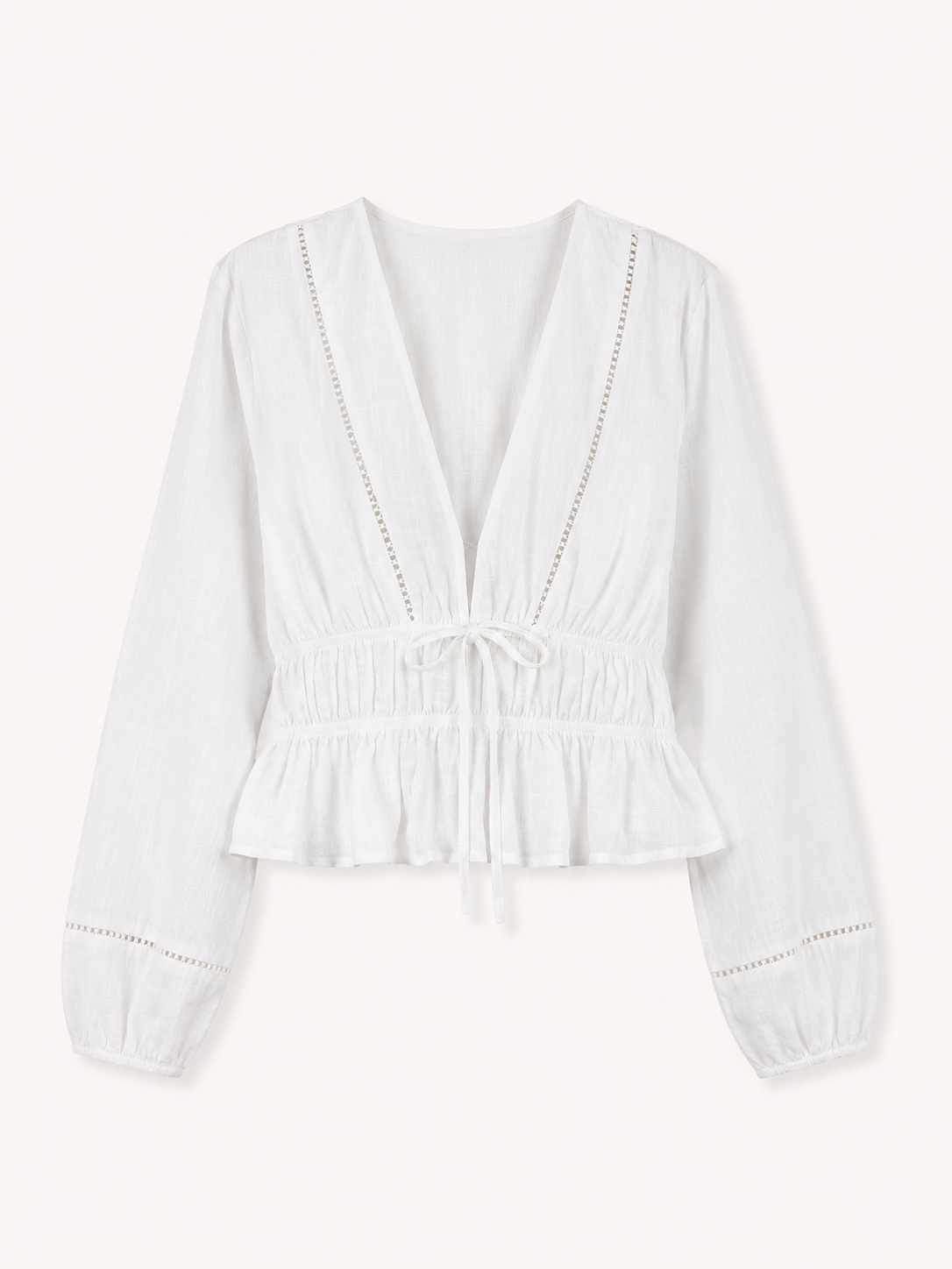 Damenbluse mit V-Ausschnitt und Schleife - Vera