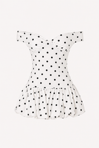 Kurzes Kleid mit Polka Dots schulterfrei - Mila