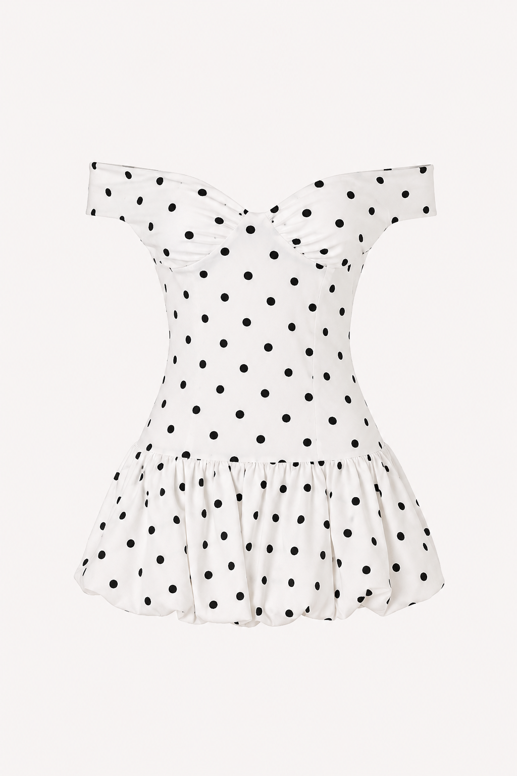 Kurzes Kleid mit Polka Dots schulterfrei - Mila