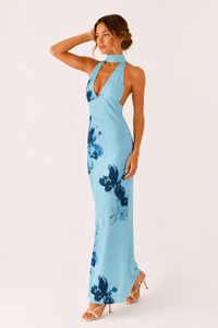 Robe longue femme dos nu décolleté profond élégante - Alessa