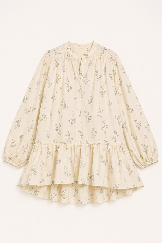 Robe courte pour femme, imprimé floral, manches longues, légère - Amelie