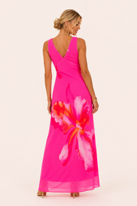 Langes Kleid mit Blumenmuster und Kreuzausschnitt Sommer - Soraya