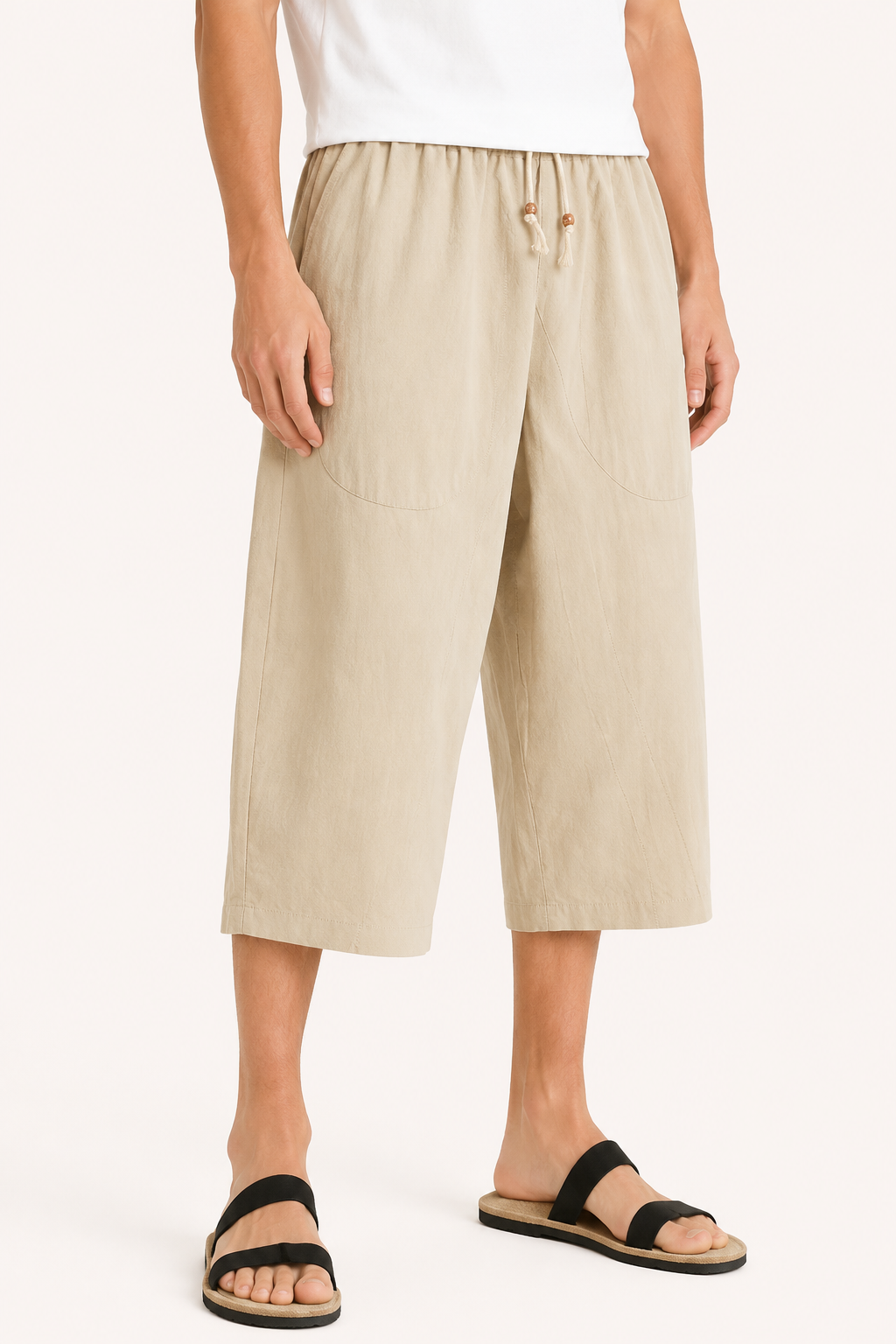 Herren-Cropped-Hose mit elastischem Bund und Kordelzug – Alfie