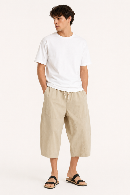 Herren-Cropped-Hose mit elastischem Bund und Kordelzug – Alfie