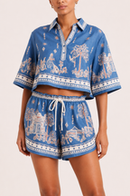 Boho-Set für Damen mit gemusterter Bluse und Shorts – Valeria