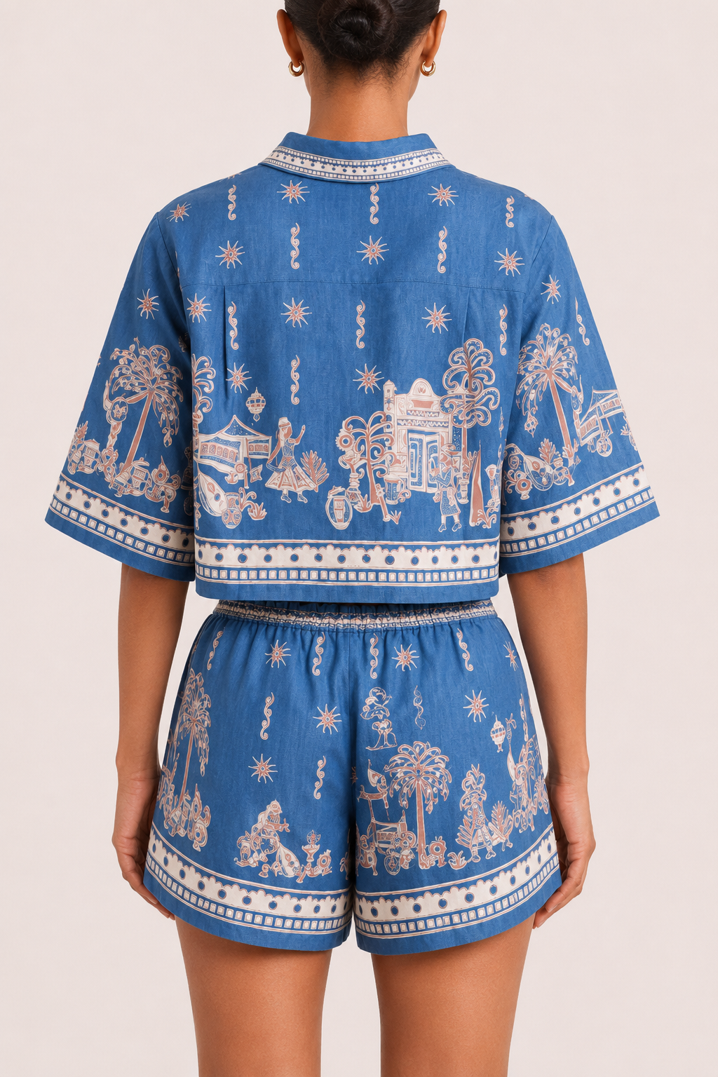 Boho-Set für Damen mit gemusterter Bluse und Shorts – Valeria