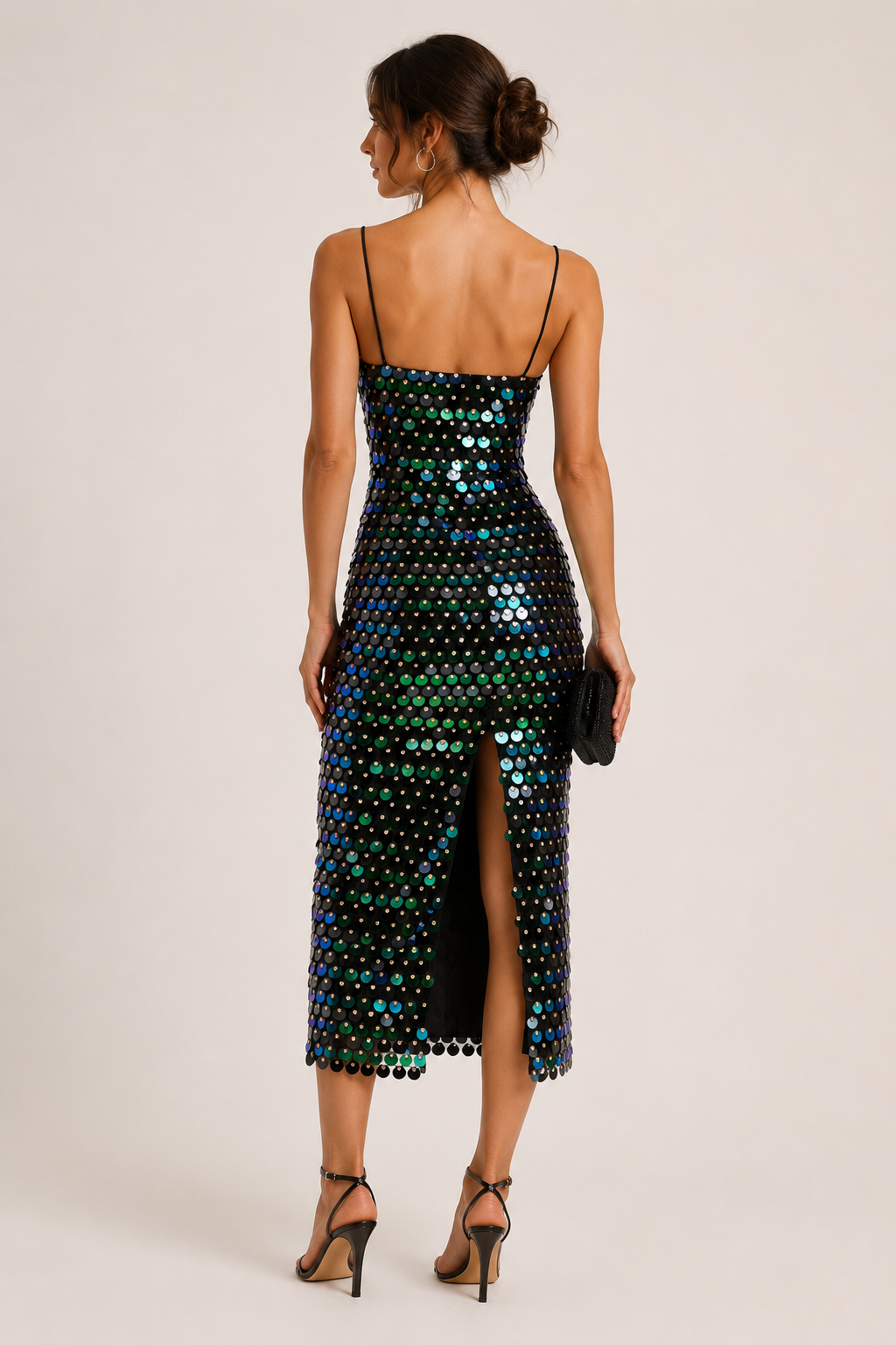 Elegantes Midi-Cocktailkleid mit glänzender Oberfläche - Senta