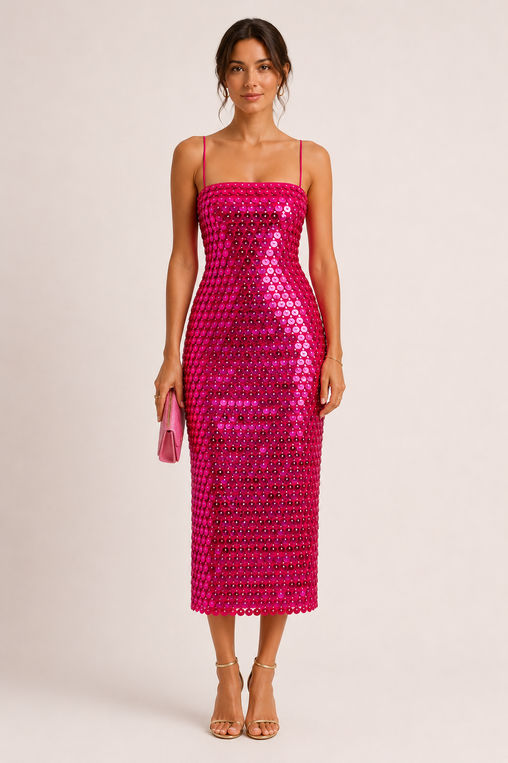 Elegantes Midi-Cocktailkleid mit glänzender Oberfläche - Senta