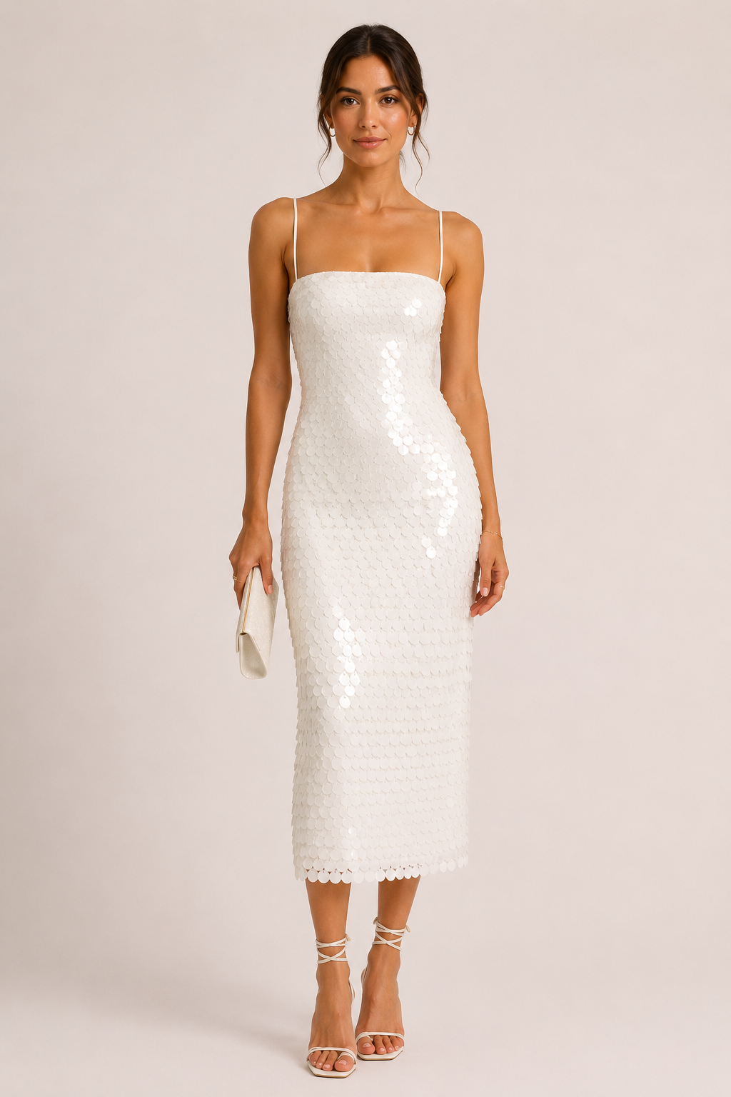 Elegantes Midi-Cocktailkleid mit glänzender Oberfläche - Senta