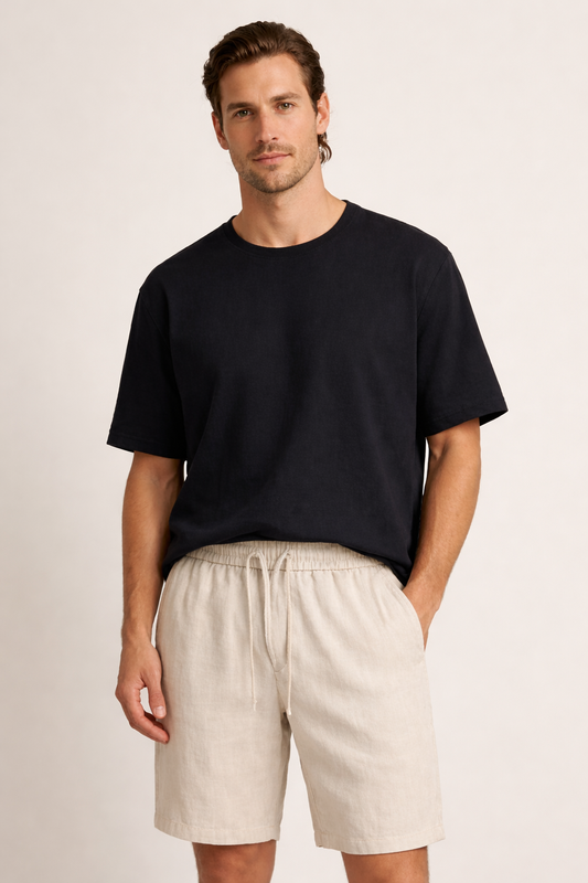 Shorts aus Leinen mit elastischem Bund und Kordelzug für Männer - Lecce