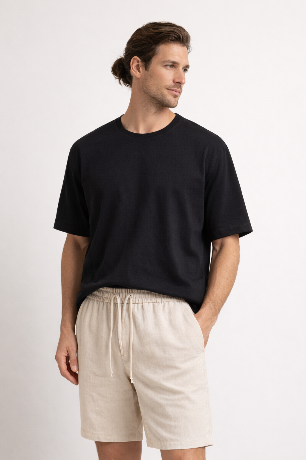 Shorts aus Leinen mit elastischem Bund und Kordelzug für Männer - Lecce