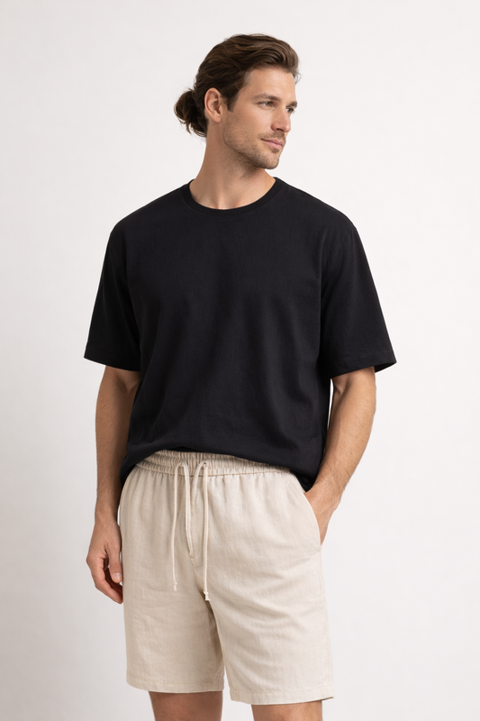 Shorts aus Leinen mit elastischem Bund und Kordelzug für Männer - Lecce