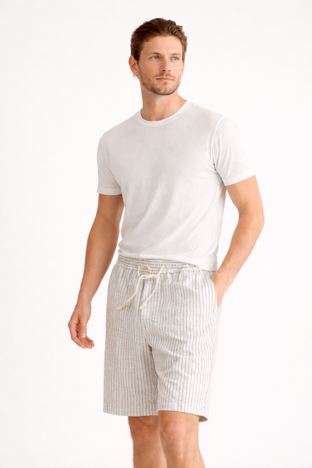 Vertikal gestreifte Herren Shorts mit Kordelzug - Lecce