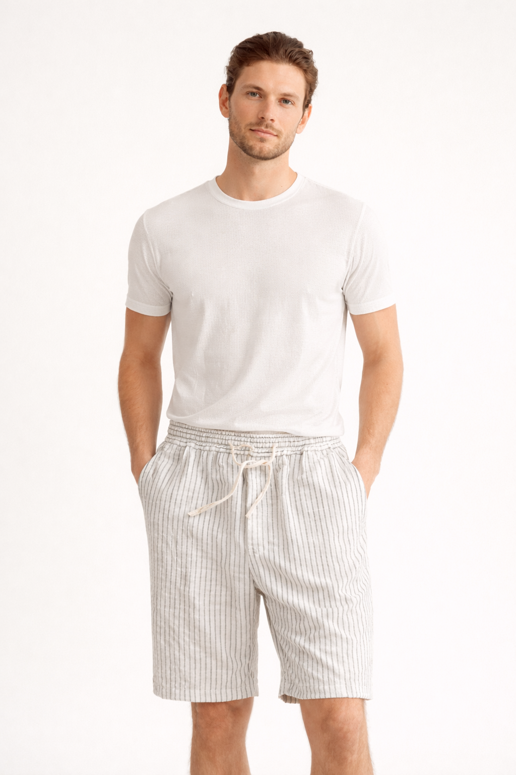 Vertikal gestreifte Herren Shorts mit Kordelzug - Lecce
