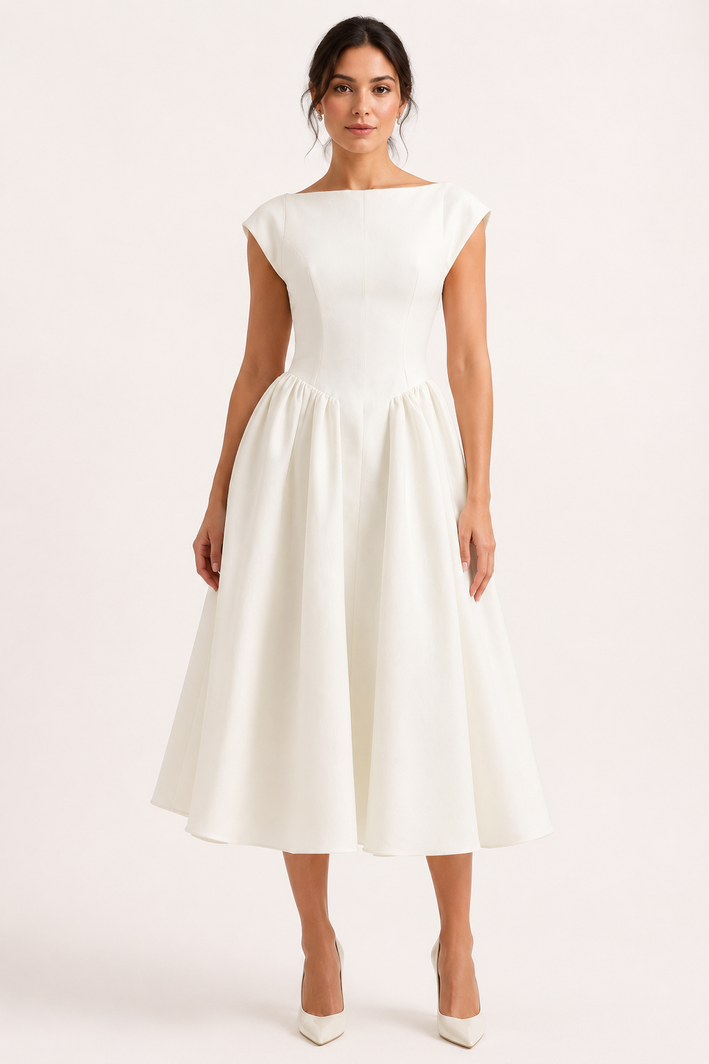 Elegantes Midi-Cocktailkleid mit weitem Rock – Alisa