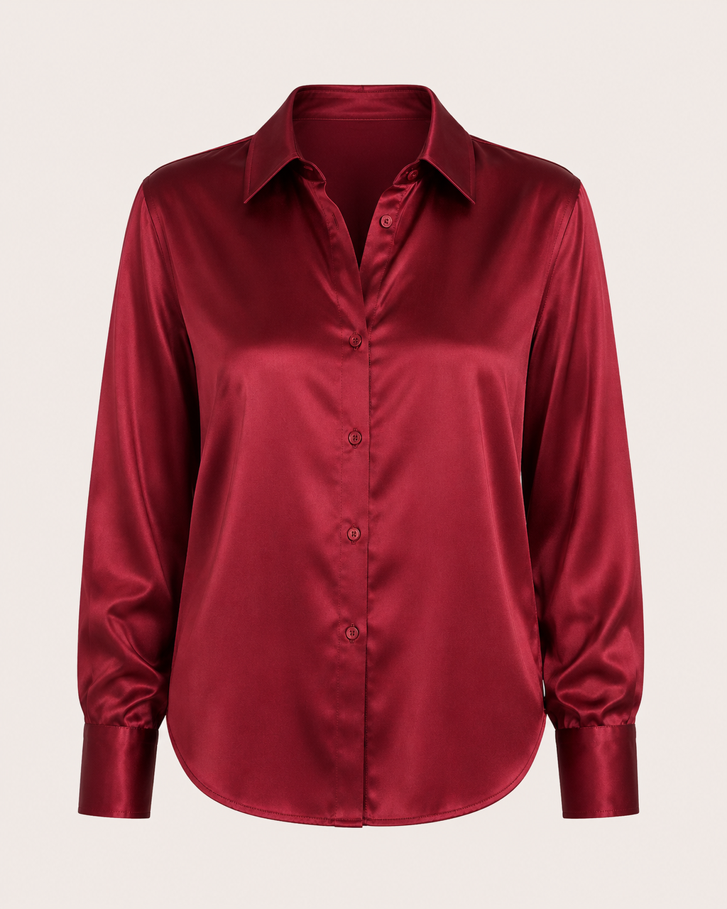 Satin-Bluse für Damen mit langen Ärmeln und Knopfleiste vorne – Hannelore