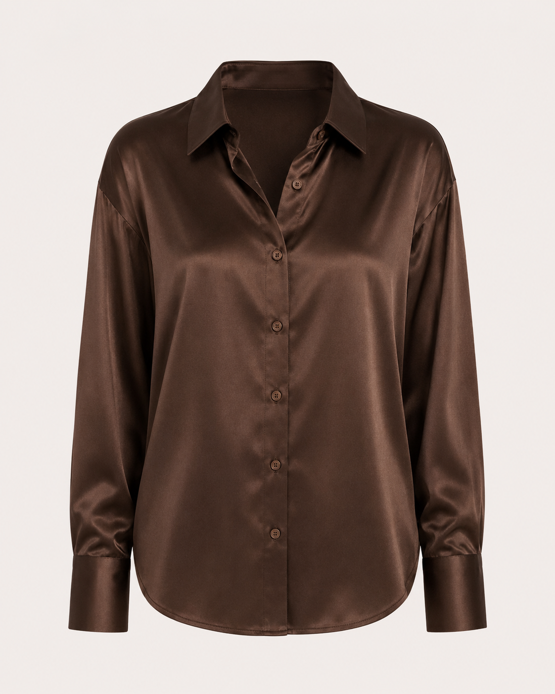 Satin-Bluse für Damen mit langen Ärmeln und Knopfleiste vorne – Hannelore