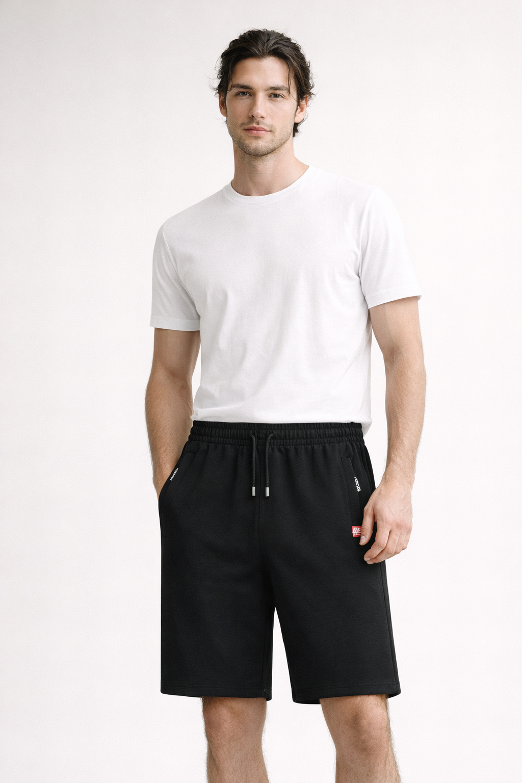 Unifarbene Sportshorts für Männer mit Reißverschlusstaschen - Kevin