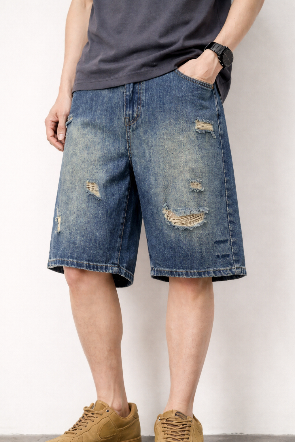 Zerrissene Shorts aus Denim für Männer - Kane