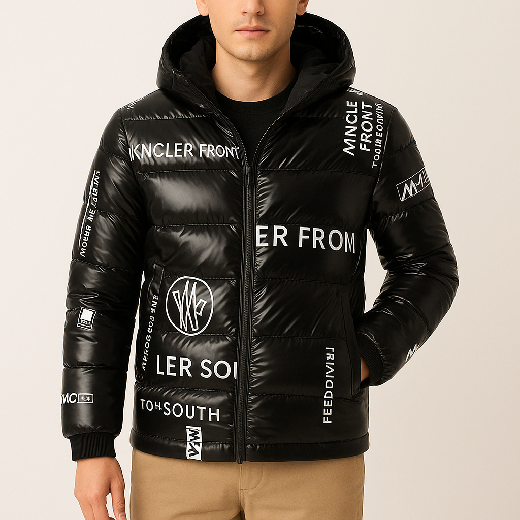 Steppjacke mit Kapuze in Vinyloptik für Männer - Lanuz