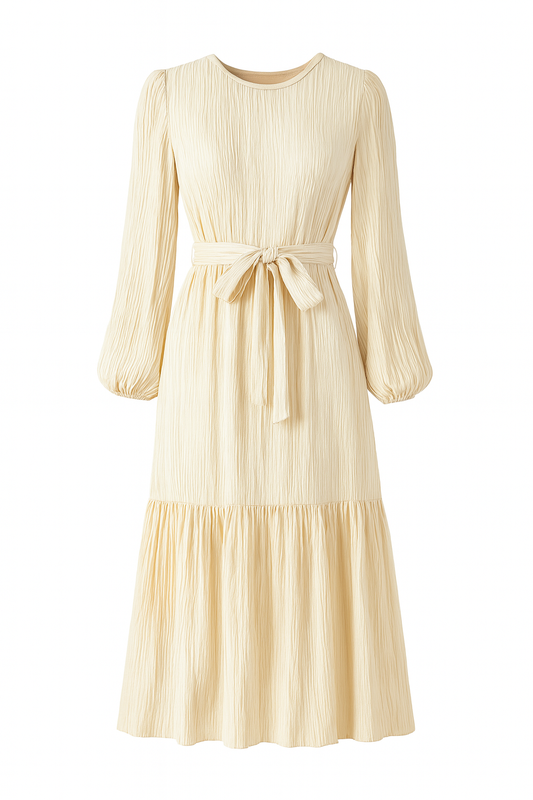 Langärmeliges Kleid mit Falten - Althia