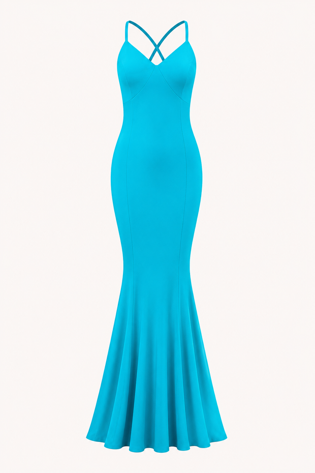 Langes Damenkleid mit Blumenmuster im Meerjungfrauen-Schnitt – Elvie