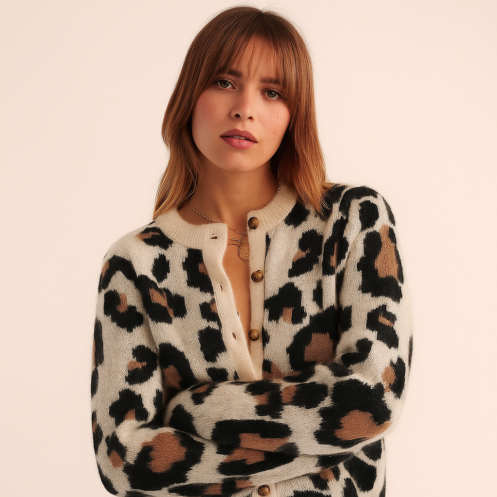 Damen Strickjacke mit modernem Druck - Alvéra