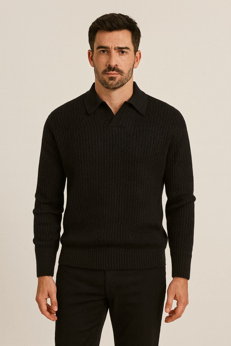 Herren-Jacquard-Strickpullover mit breitem Kragen - Raptor