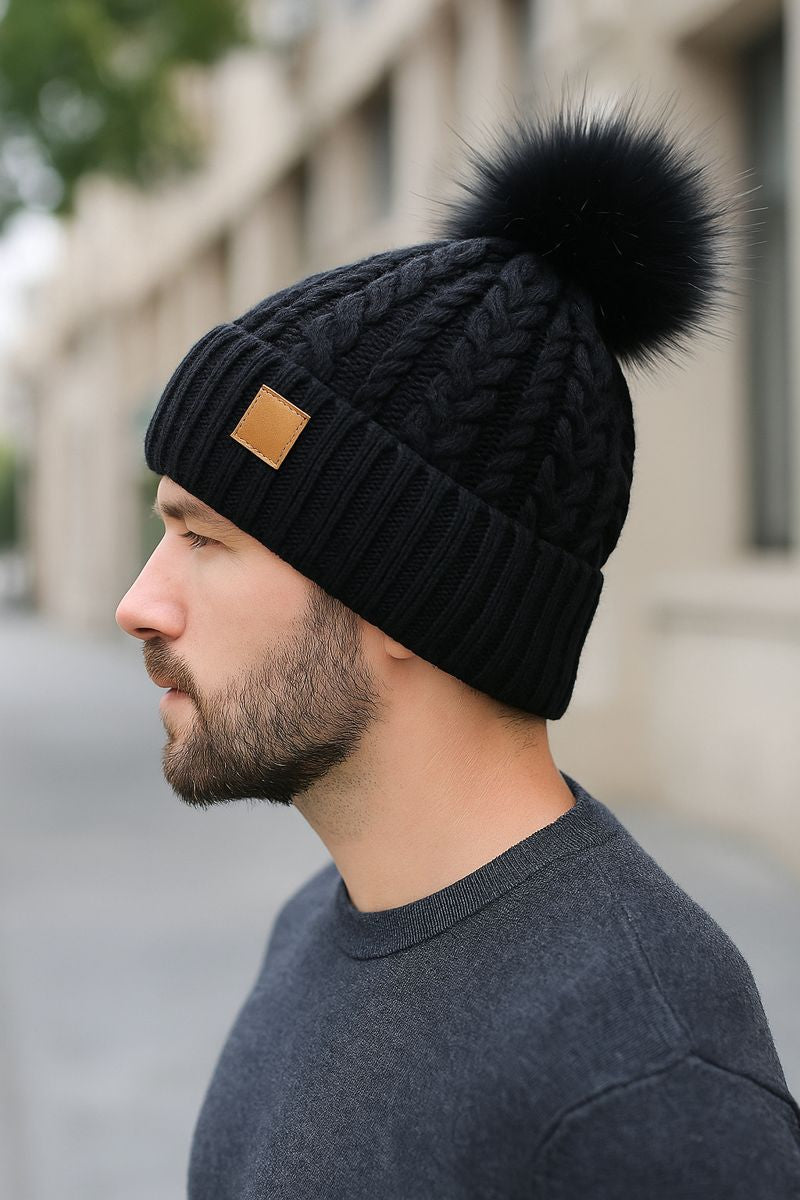 Unisex-Winterstrickmütze mit Bommel - Norel