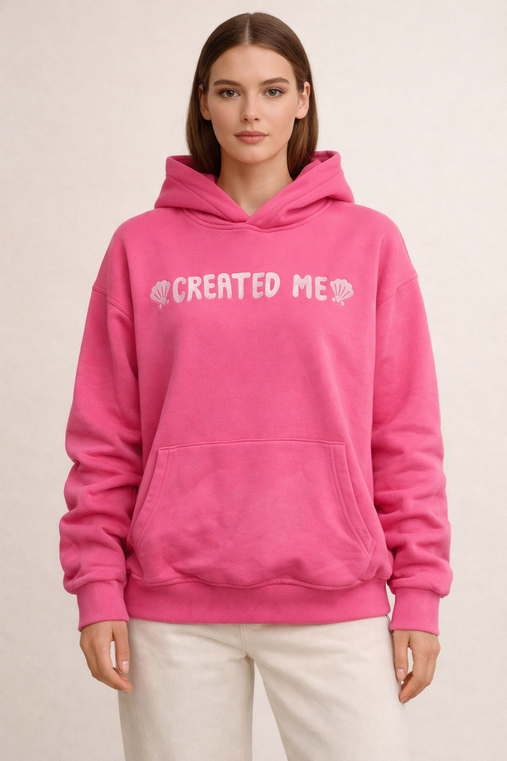 Damen-Kapuzenpullover mit Frontprint und Kängurutasche - Celira