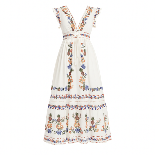 Robe longue brodée de style bohème pour femmes - Ameyal
