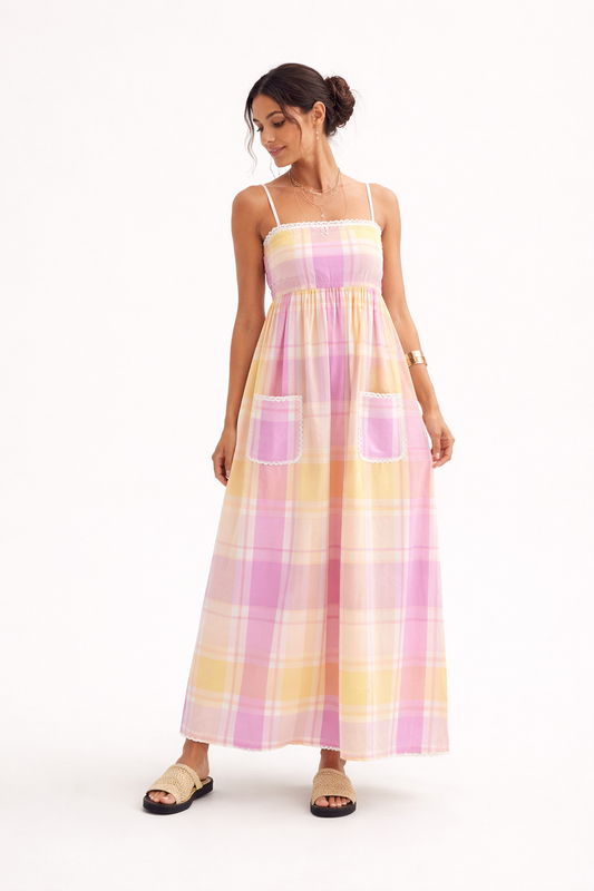 Robe longue à fines bretelles et à rayures pour femme - Liora