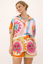 Bedrucktes Damenset mit Shirt und elastischen Shorts - Mireva