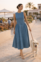 Ärmelloses Jeanskleid Midi ärmelloses Kleid baggy lässiges Sommerkleid - Keyla