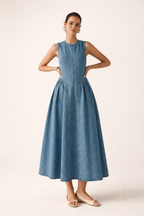 Ärmelloses Jeanskleid Midi ärmelloses Kleid baggy lässiges Sommerkleid - Keyla