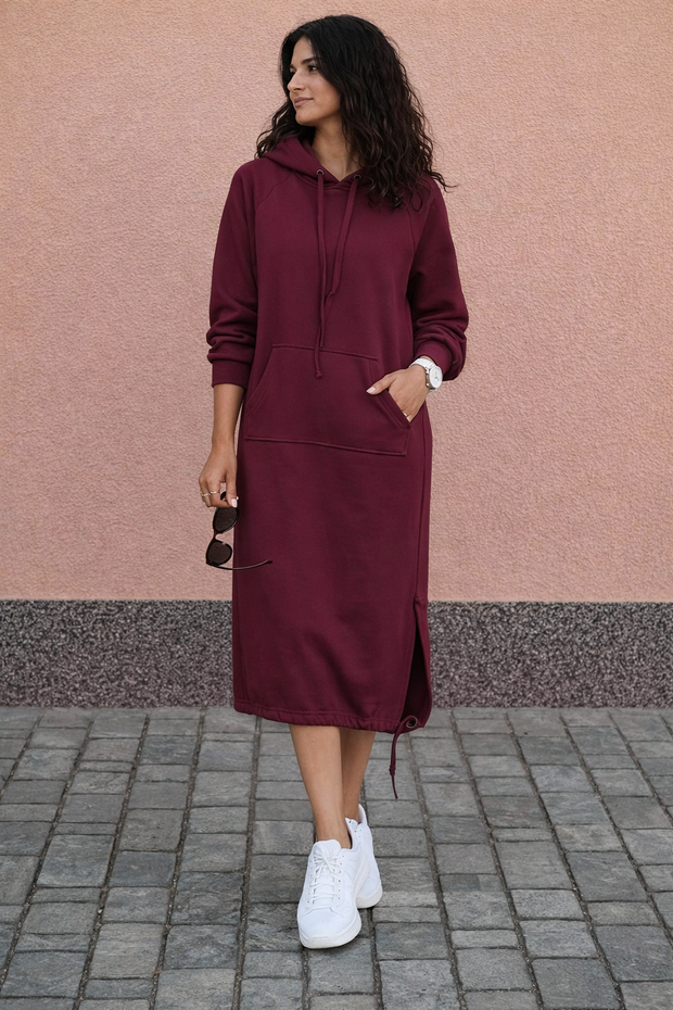 Langes Sweatshirt-Kleid mit Kapuze für Frauen - Lina