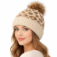 Einlagige Damenstrickmütze mit Bommel - Zireon