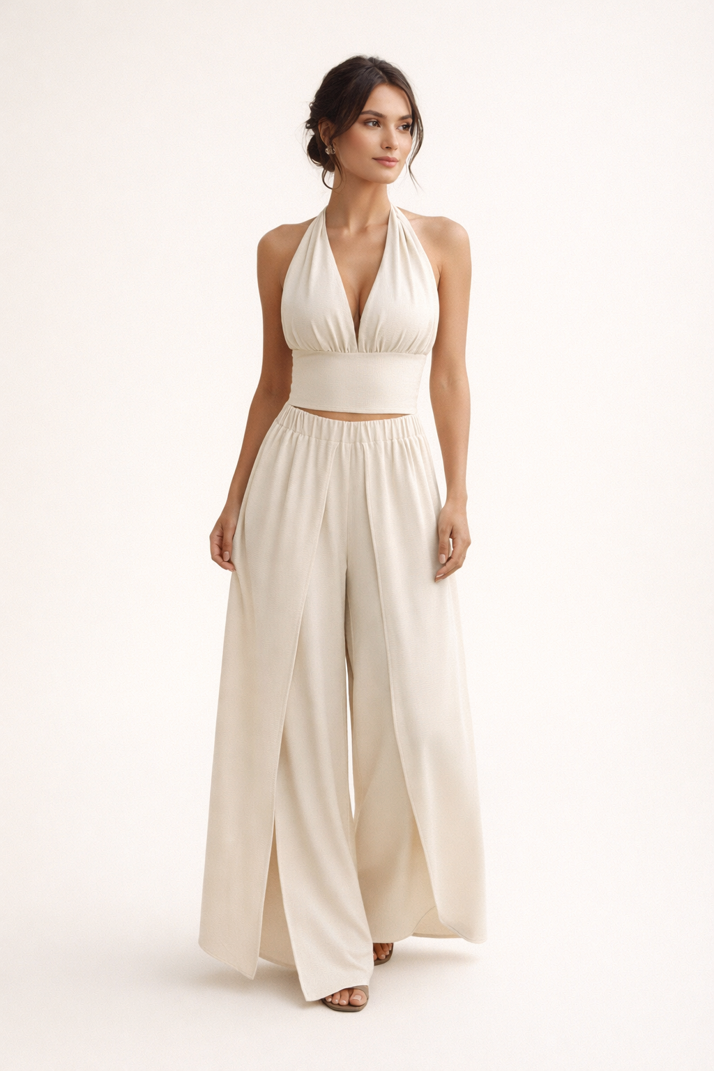 Damen-Halfter-Set mit weiter Hose mit hoher Taille - Arelia