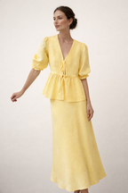 Damenset aus Bluse mit Puffärmeln und langem Rock - Emilia