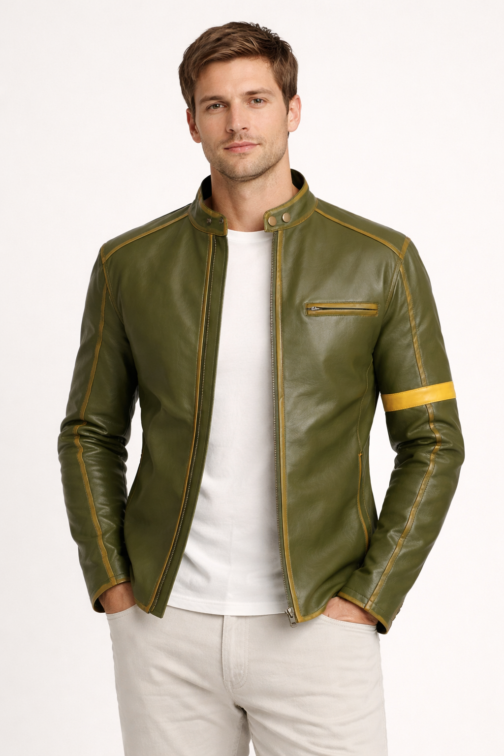 Herren Bikerjacke mit hohem Kragen - Kervan