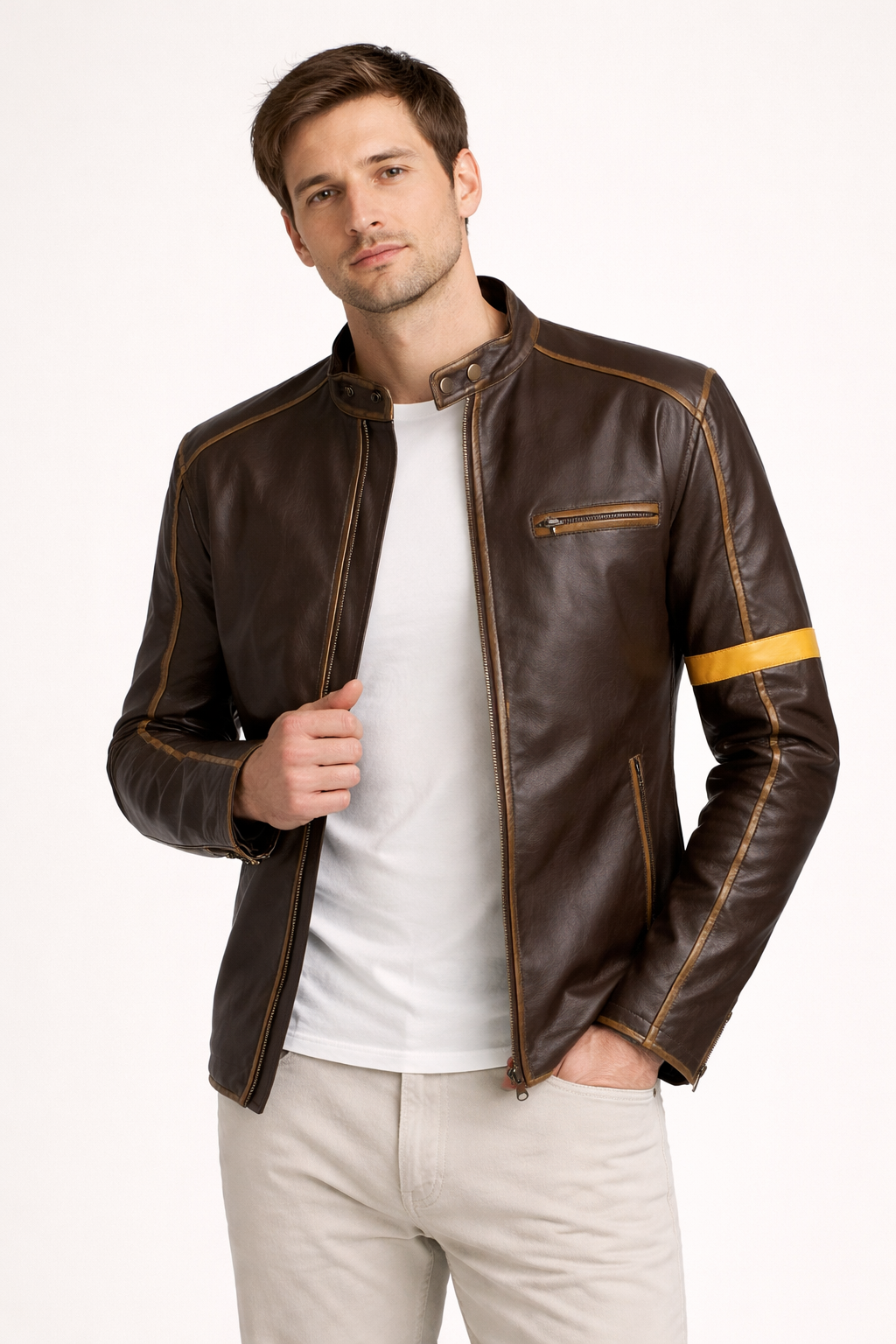 Herren Bikerjacke mit hohem Kragen - Kervan
