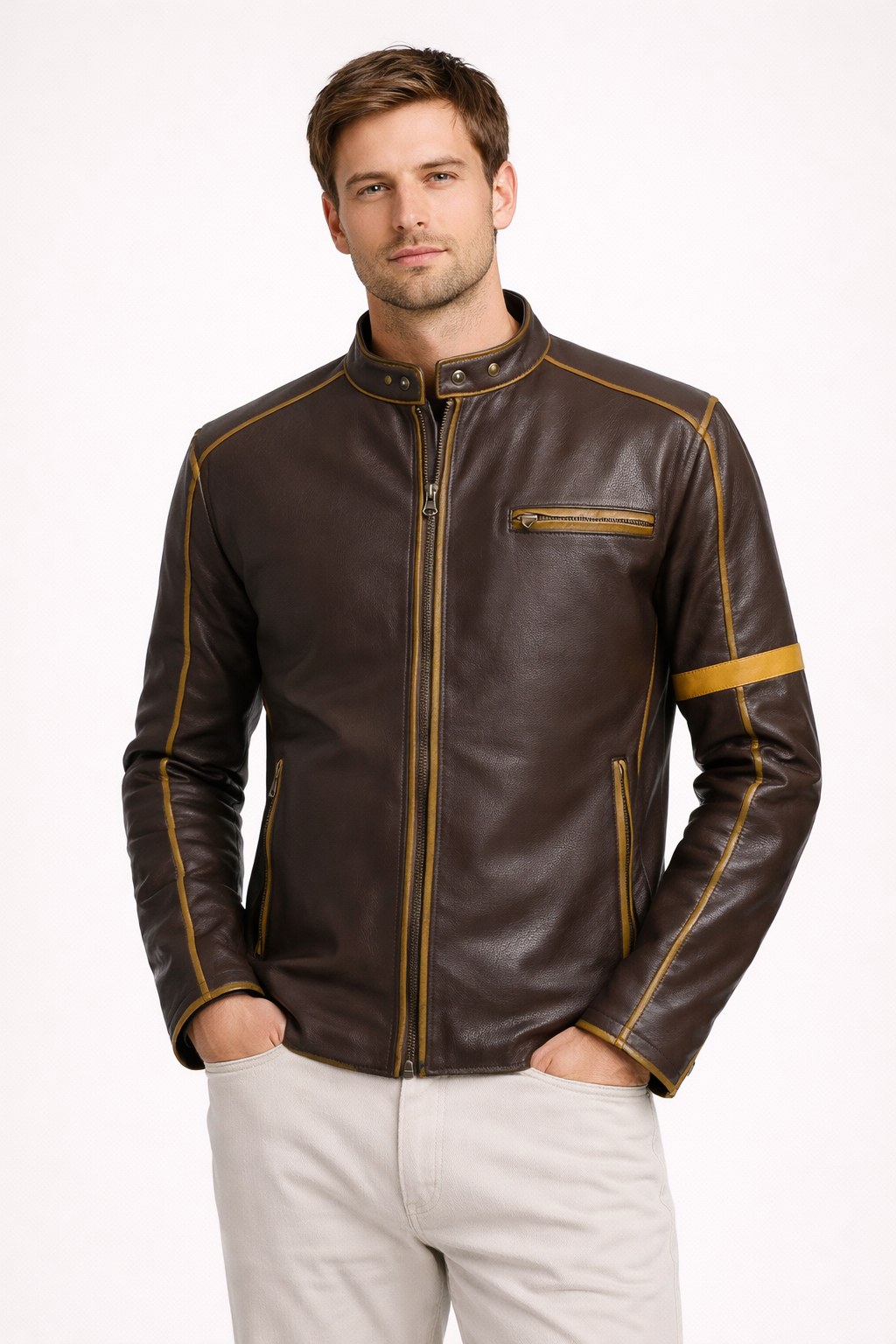 Herren Bikerjacke mit hohem Kragen - Kervan