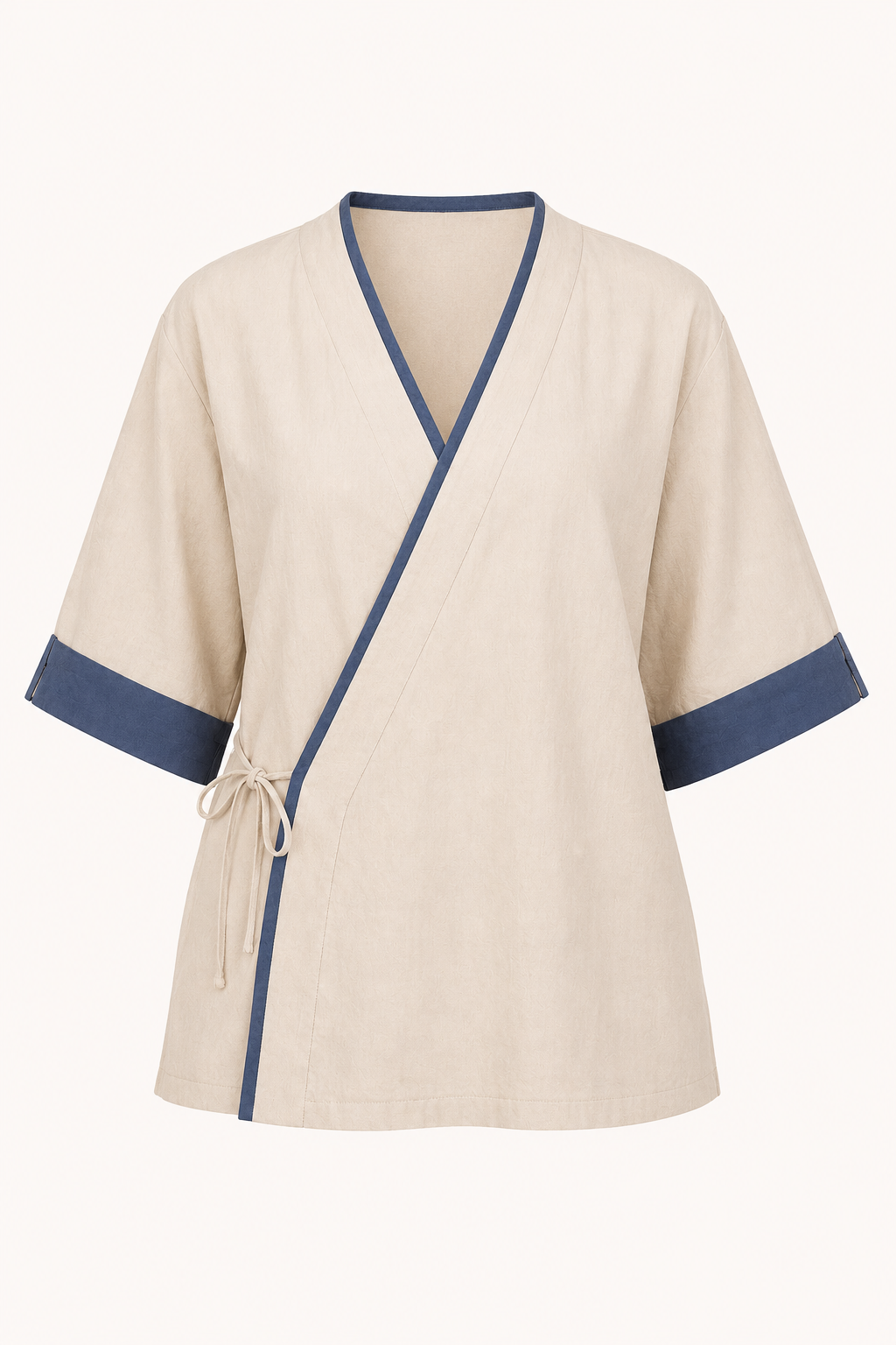 Damen-Kimono-Kreuzbluse mit Paspelierung - Frida