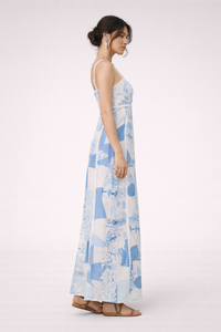 Bedrucktes Maxikleid mit Spitze und Trägern für Frauen - Isabella