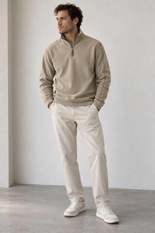 Herren-Sweatshirt mit Stehkragen und halbem Reißverschluss – Calder