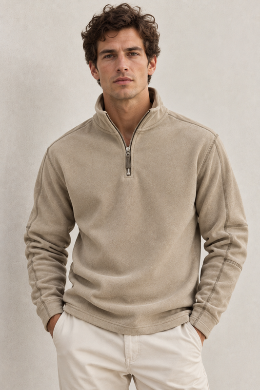 Herren-Sweatshirt mit Stehkragen und halbem Reißverschluss – Calder