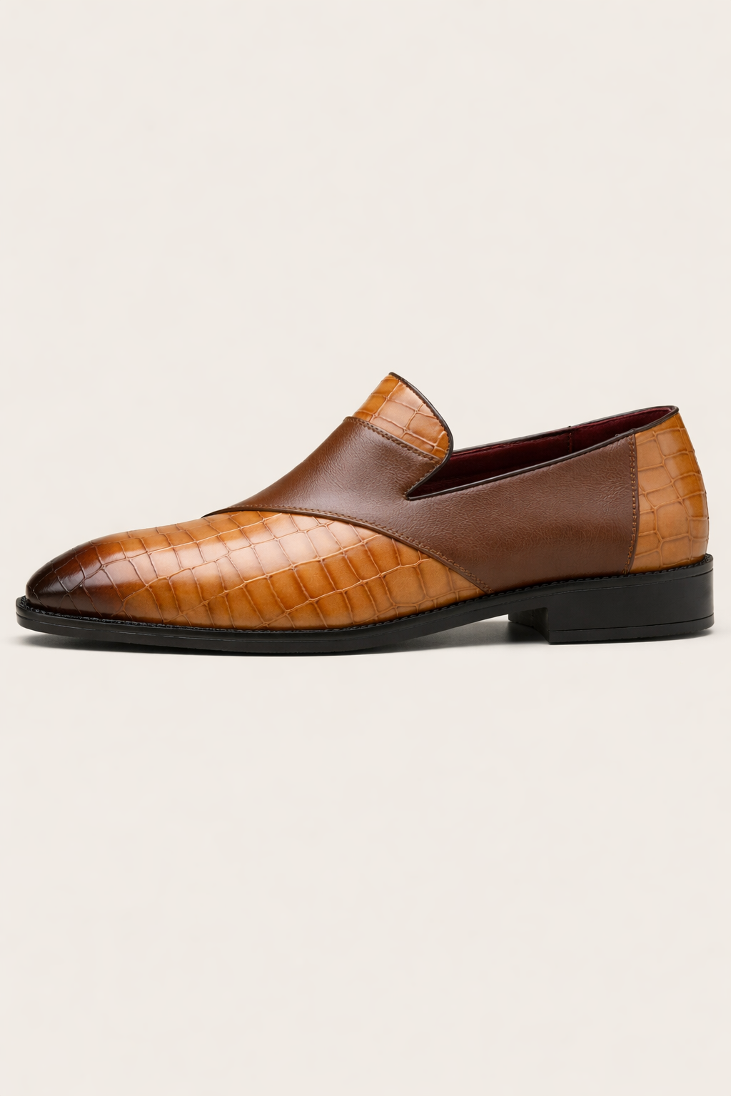Slipper aus veganem Leder mit geprägter Textur für Männer - Barrett