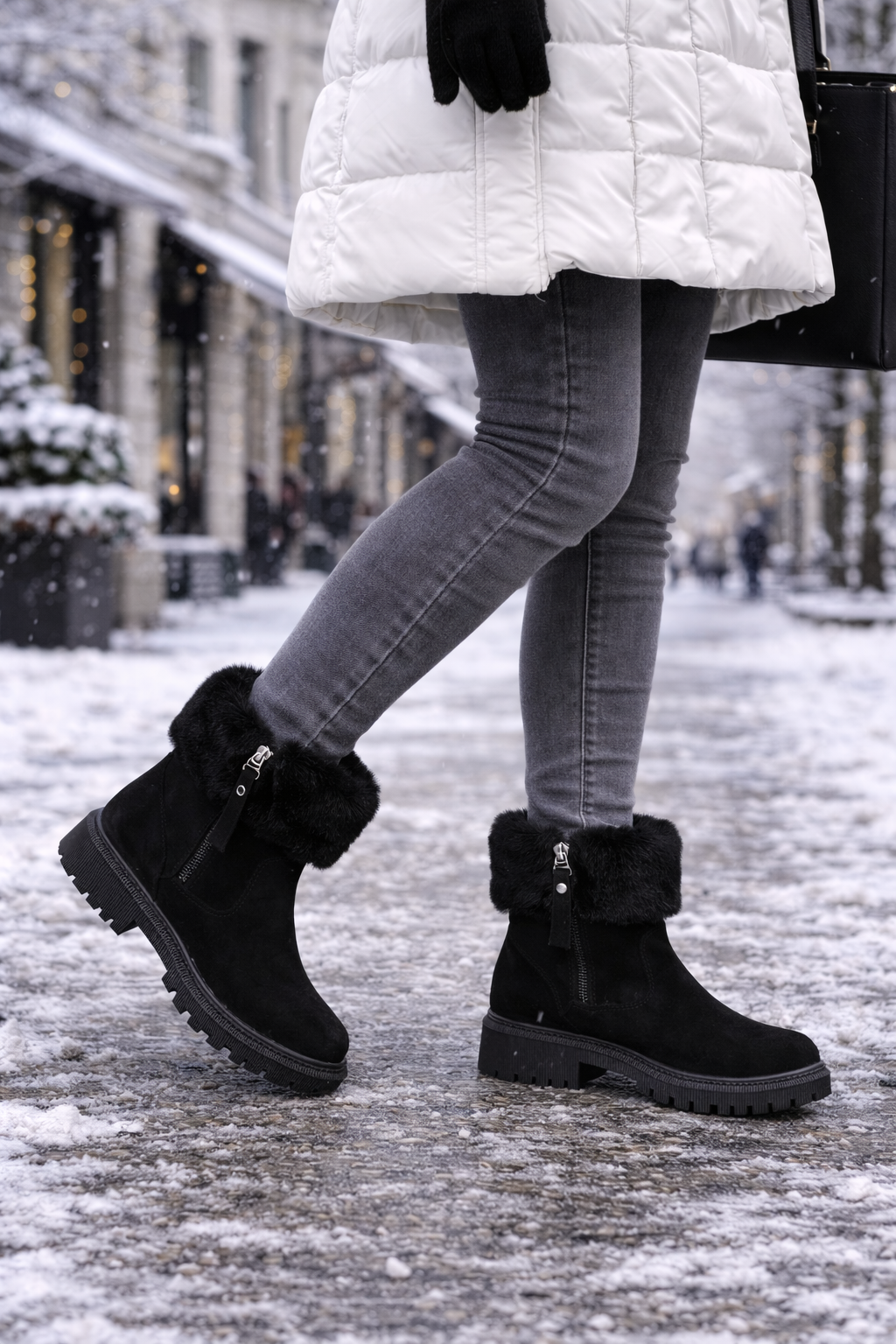 Damen-Schneestiefel mit seitlichem Reißverschluss und Thermofutter - Xavira