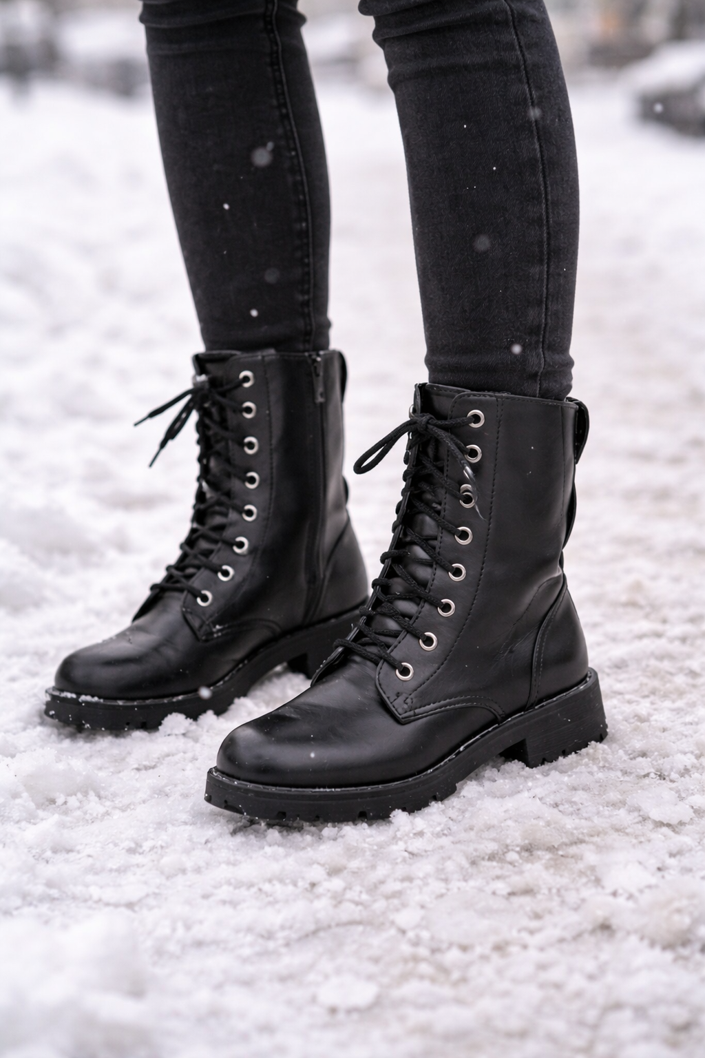 Halbhohe Schnürstiefel im Militärstil für Damen - Mel